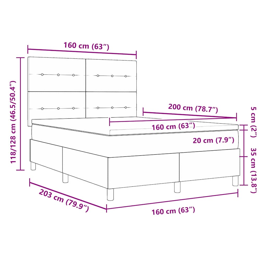 vidaXL Κρεβάτι με ελατήρια με κεφαλάρι Ροζ 160 x 200 cm Βελούδο