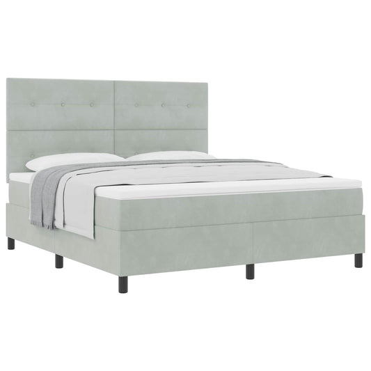 vidaXL Κρεβάτι με ελατήρια Ανοιχτό γκρι 180 x 200 cm Βελούδο