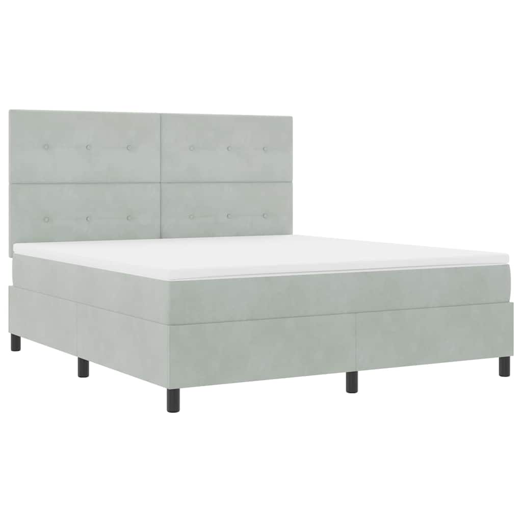 vidaXL Κρεβάτι με ελατήρια Ανοιχτό γκρι 180 x 200 cm Βελούδο