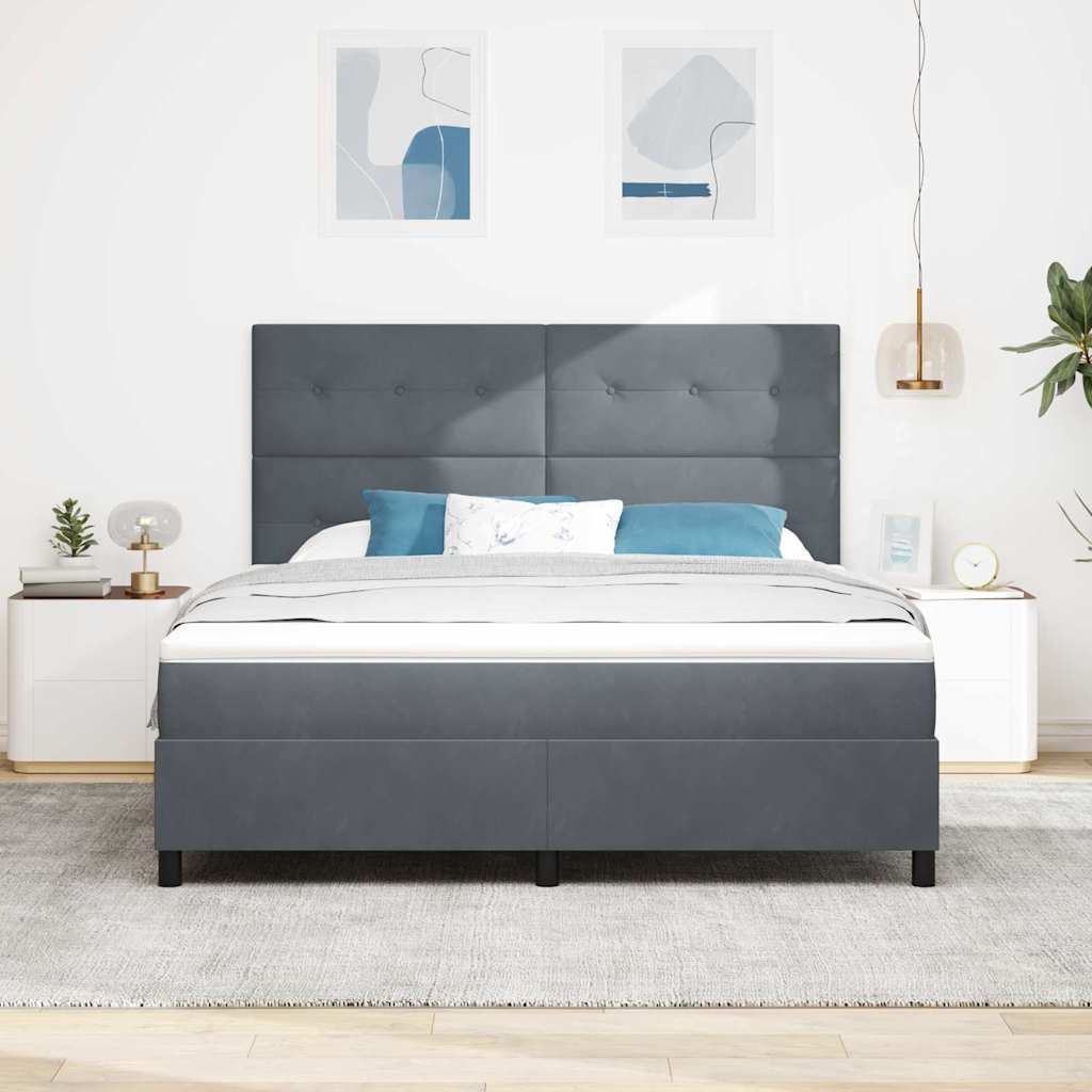 vidaXL Κρεβάτι με ελατήρια Σκούρο Γκρι 180 x 200 cm Βελούδο