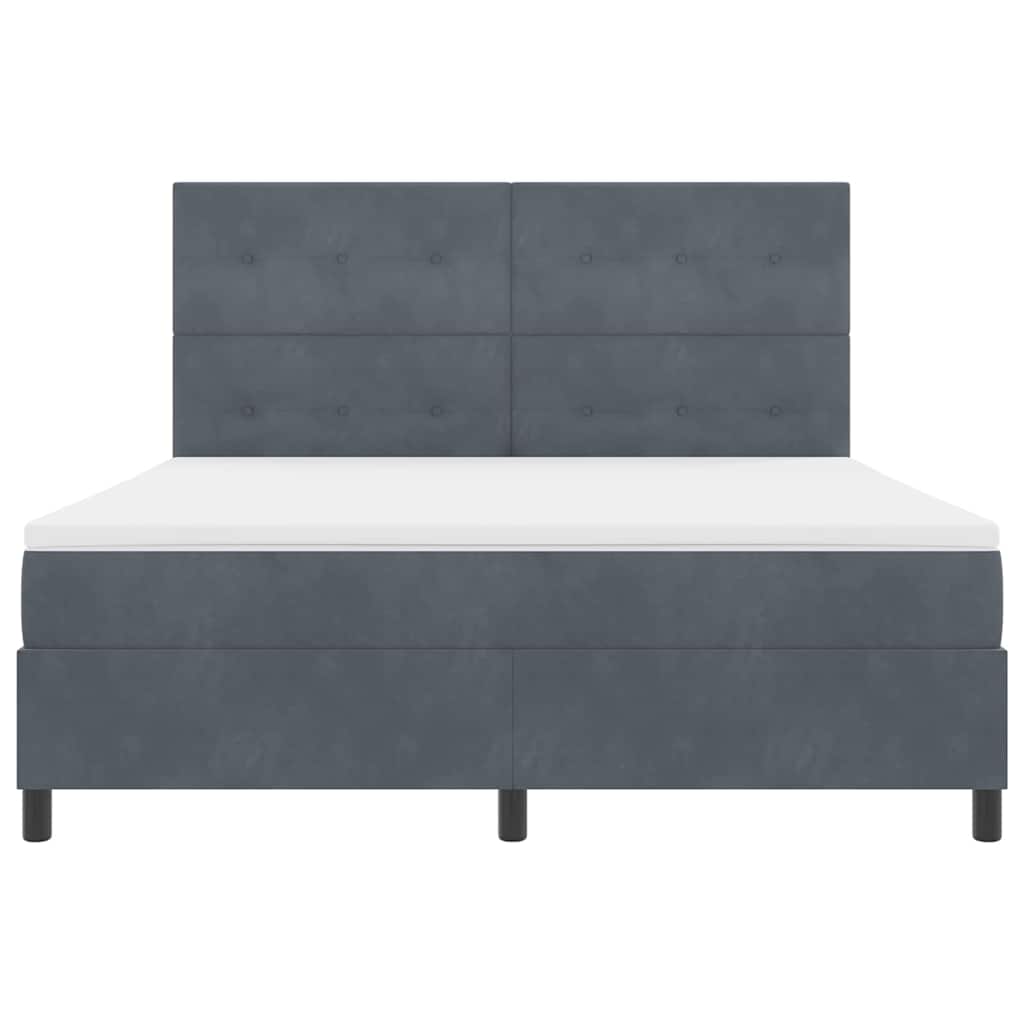 vidaXL Κρεβάτι με ελατήρια Σκούρο Γκρι 180 x 200 cm Βελούδο