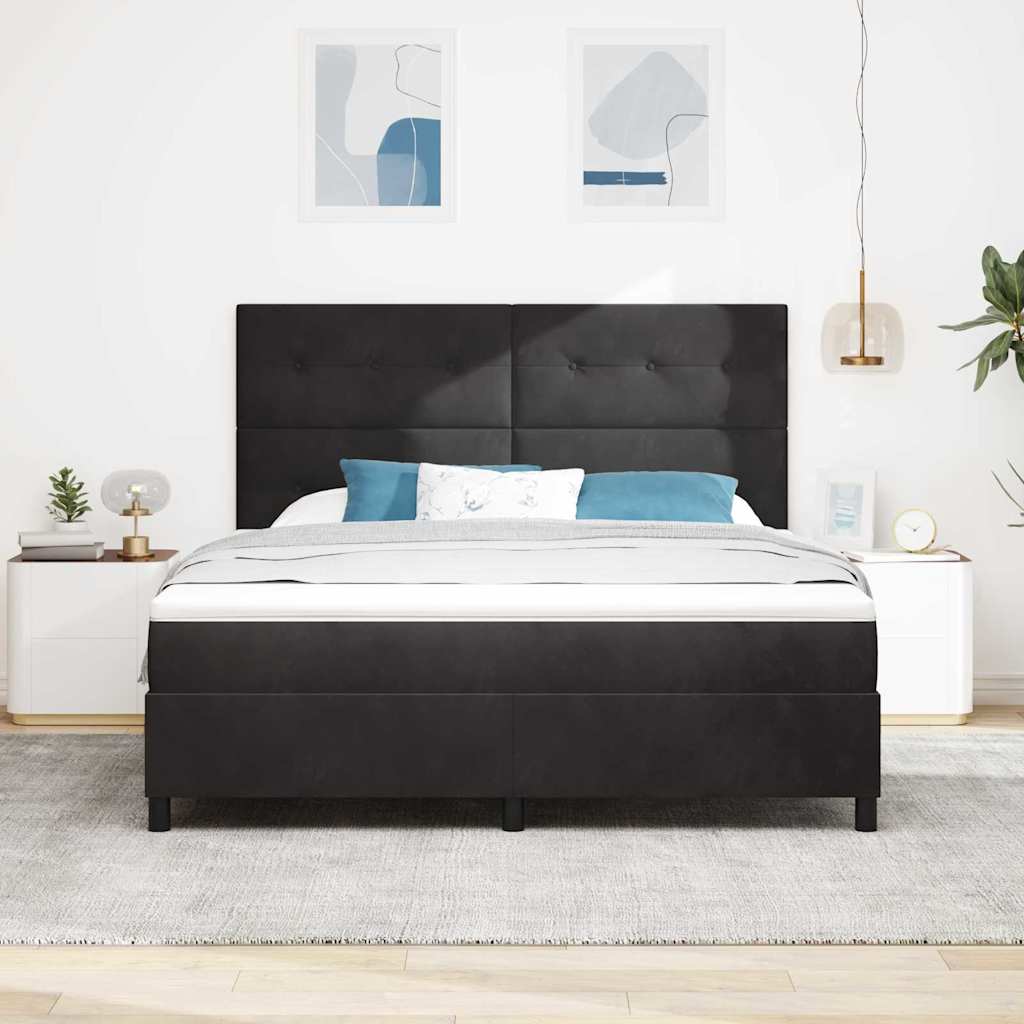 vidaXL Κρεβάτι με ελατήρια με κεφαλάρι Μαύρο 180 x 200 cm Βελούδο