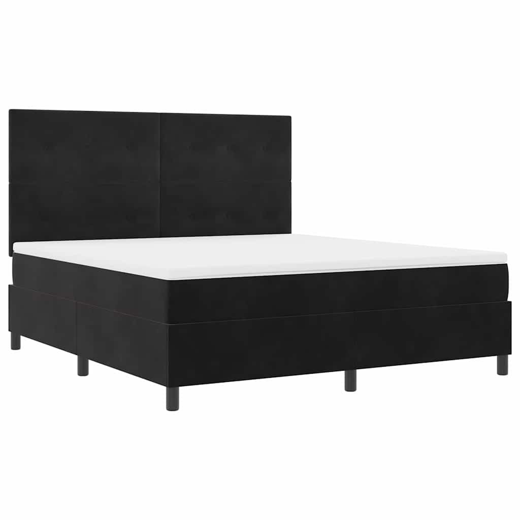 vidaXL Κρεβάτι με ελατήρια με κεφαλάρι Μαύρο 180 x 200 cm Βελούδο