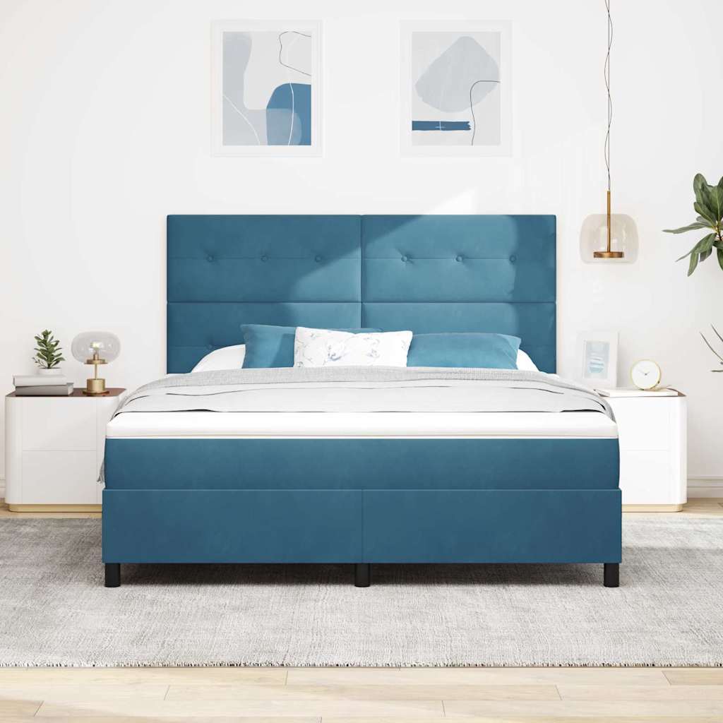 vidaXL Κρεβάτι με ελατήρια Σκούρο Μπλε 180 x 200 cm Βελούδο