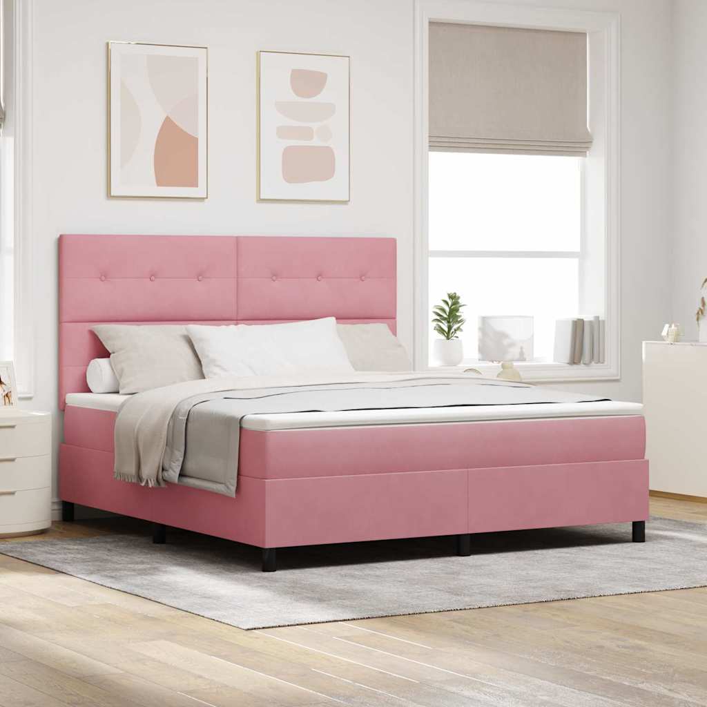 vidaXL Κρεβάτι με ελατήρια με κεφαλάρι Ροζ 180 x 200 cm Βελούδο