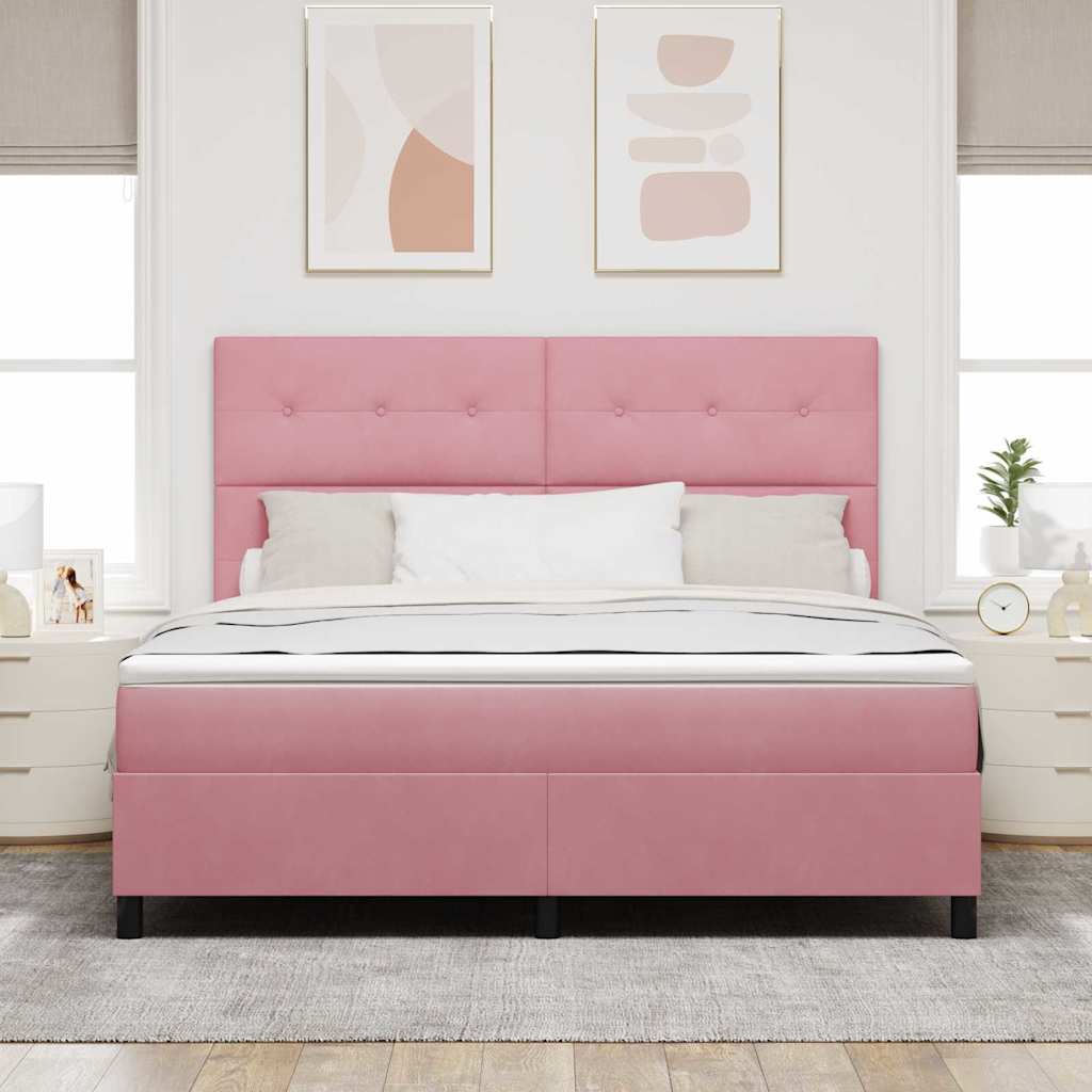 vidaXL Κρεβάτι με ελατήρια με κεφαλάρι Ροζ 180 x 200 cm Βελούδο