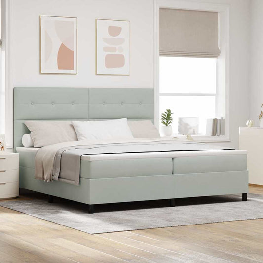 vidaXL Κρεβάτι με ελατήρια Ανοιχτό γκρι 200 x 200 cm Βελούδο