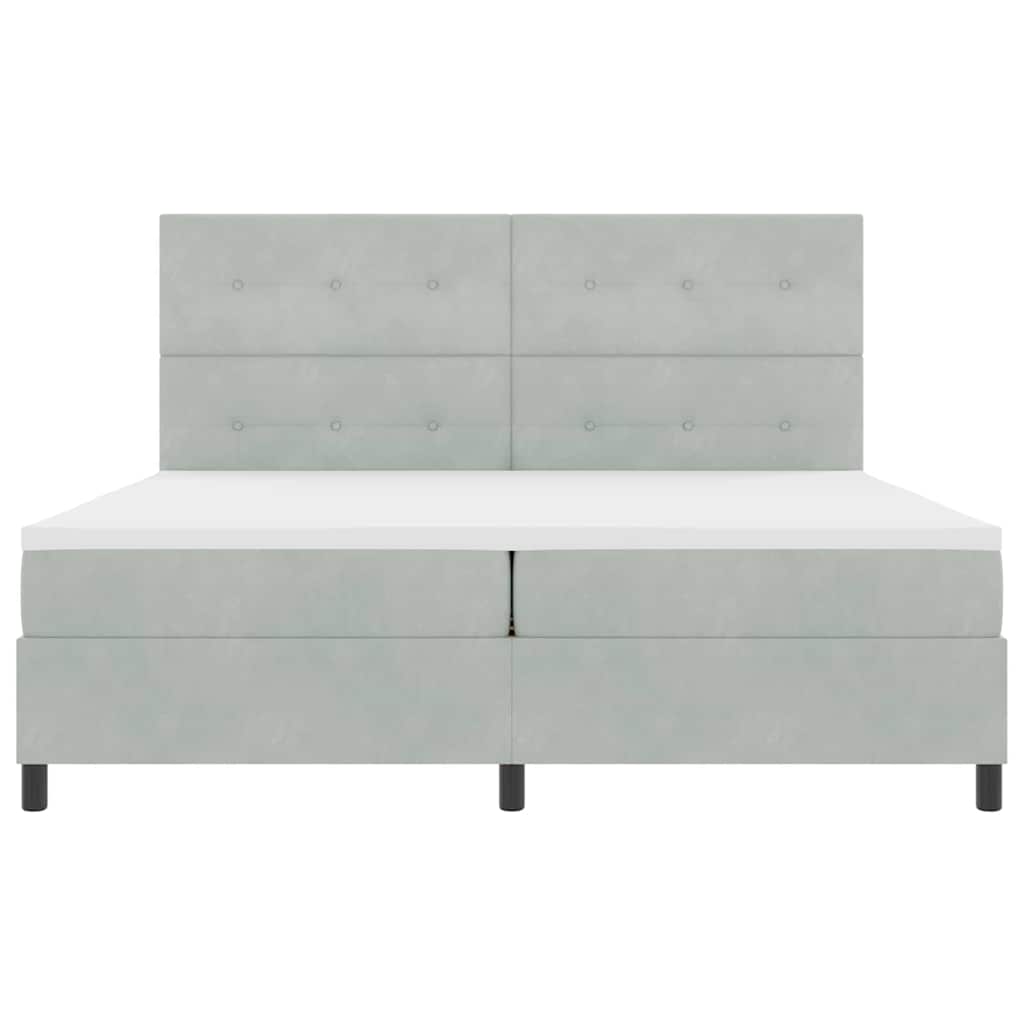 vidaXL Κρεβάτι με ελατήρια Ανοιχτό γκρι 200 x 200 cm Βελούδο