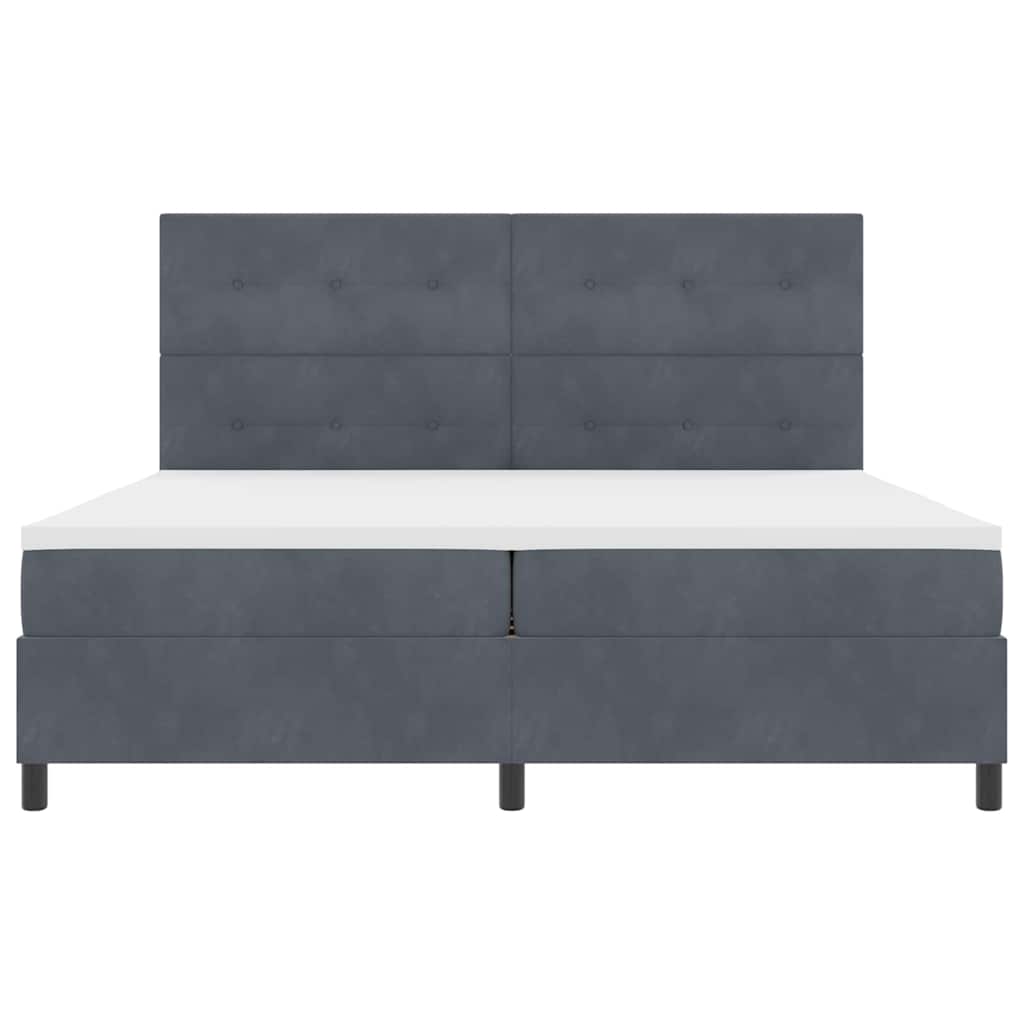vidaXL Κρεβάτι με ελατήρια Σκούρο Γκρι 200 x 200 cm Βελούδο