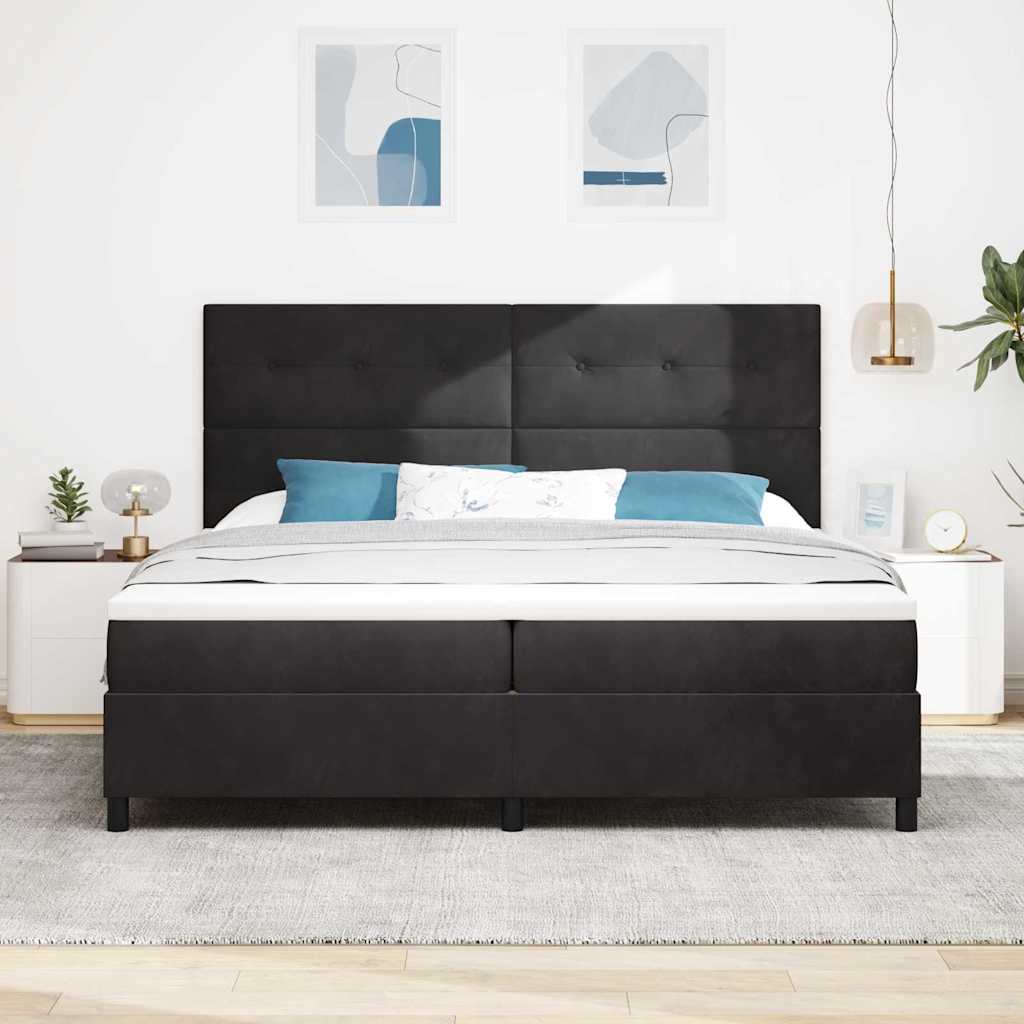 vidaXL Κρεβάτι με ελατήρια με κεφαλάρι Μαύρο 200 x 200 cm Βελούδο