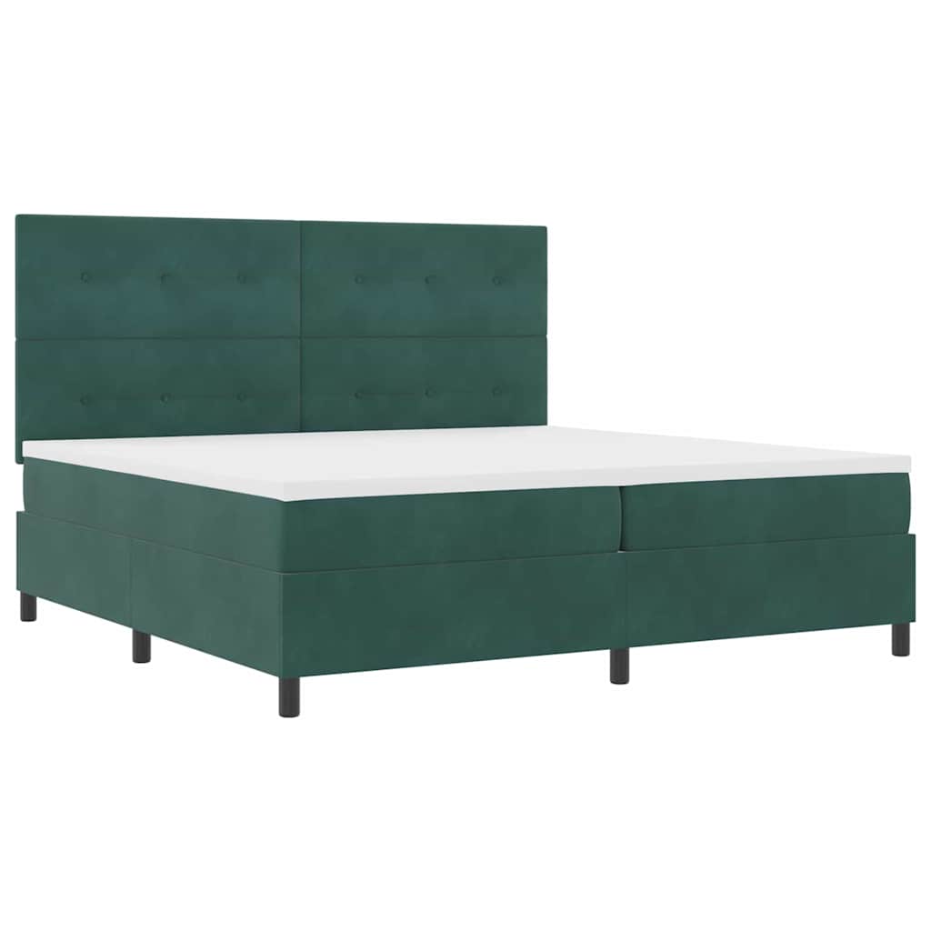 vidaXL Κρεβάτι με ελατήρια Σκούρο Πράσινο 200 x 200 cm Βελούδο