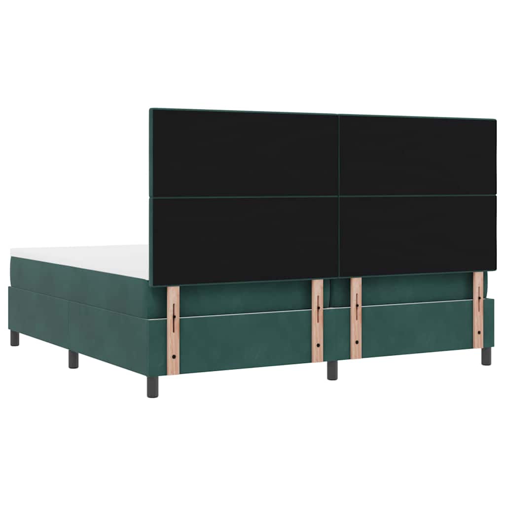 vidaXL Κρεβάτι με ελατήρια Σκούρο Πράσινο 200 x 200 cm Βελούδο