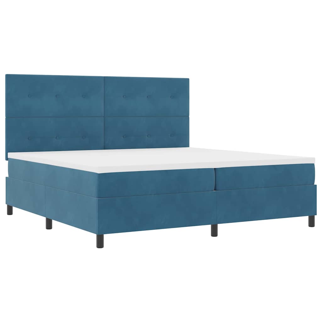 vidaXL Κρεβάτι με ελατήρια Σκούρο Μπλε 200 x 200 cm Βελούδο