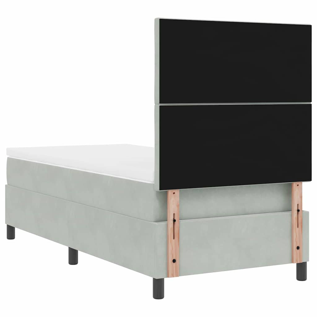 vidaXL Κρεβάτι με ελατήρια Ανοιχτό γκρι 100 x 200 cm Βελούδο