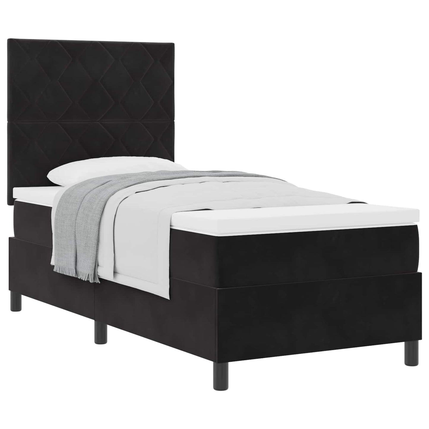 vidaXL Κρεβάτι με ελατήρια με κεφαλάρι Μαύρο 100 x 200 cm Βελούδο