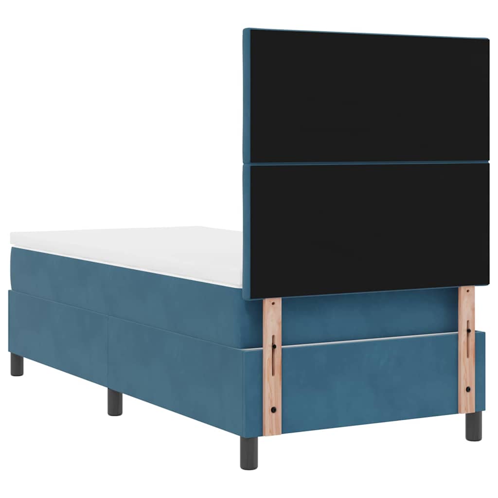 vidaXL Κρεβάτι με ελατήρια Σκούρο Μπλε 100 x 200 cm Βελούδο