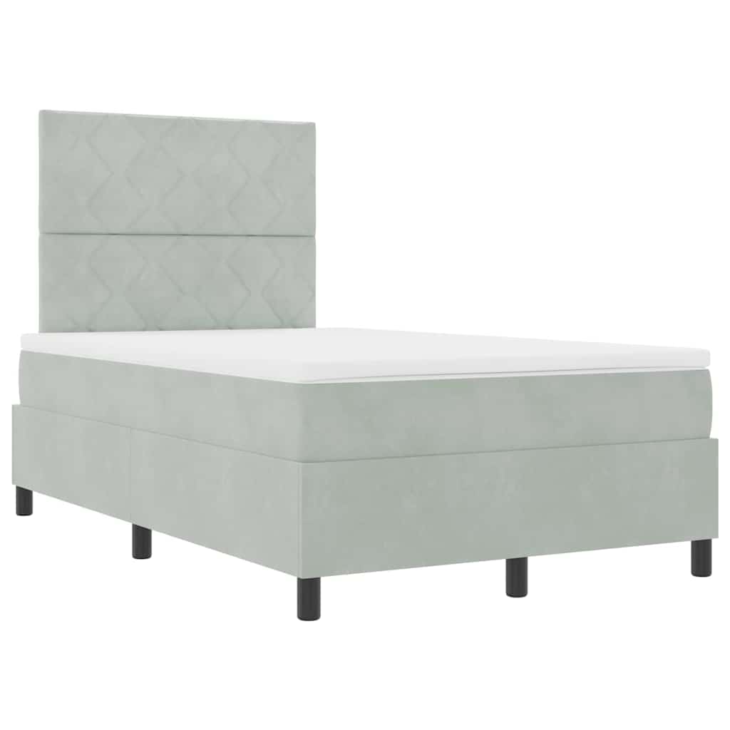 vidaXL Κρεβάτι με ελατήρια Ανοιχτό γκρι 120 x 190 cm Βελούδο