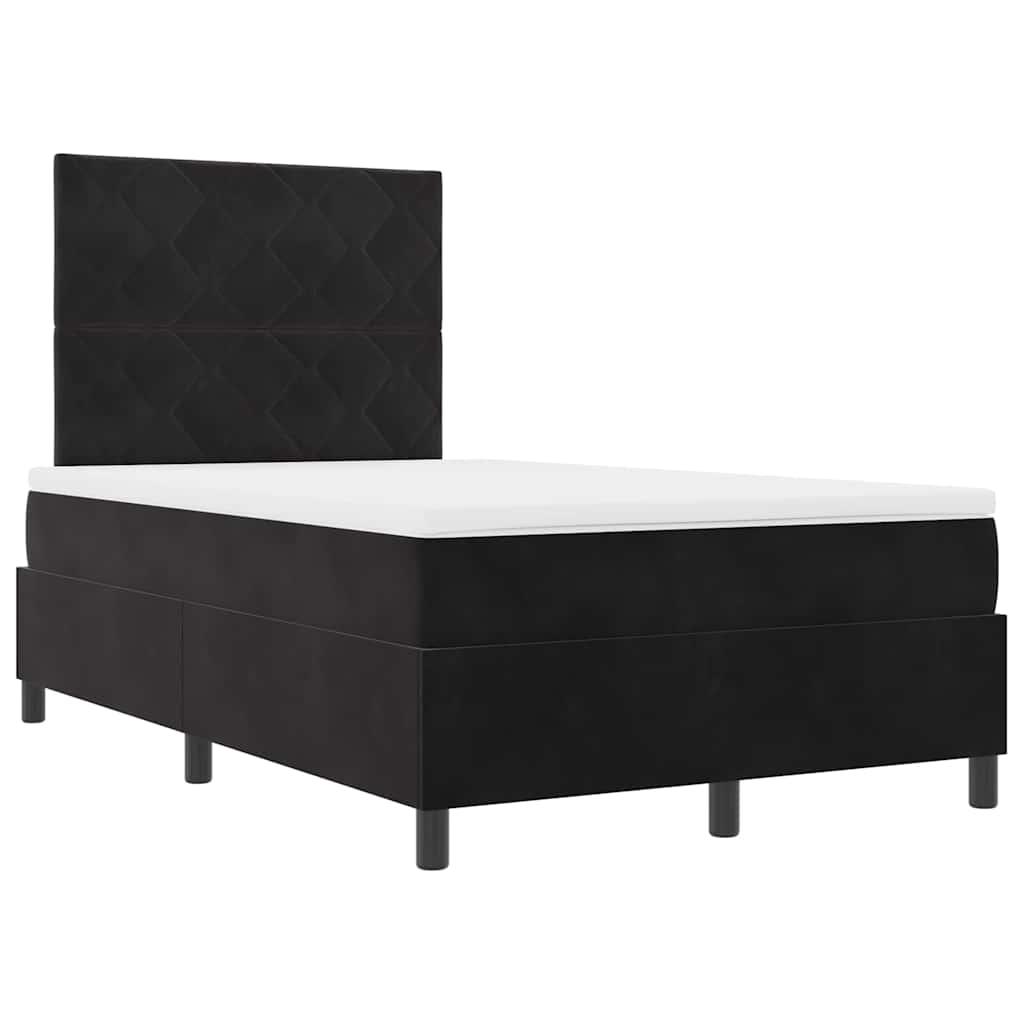 vidaXL Κρεβάτι με ελατήρια με κεφαλάρι Μαύρο 120 x 190 cm Βελούδο