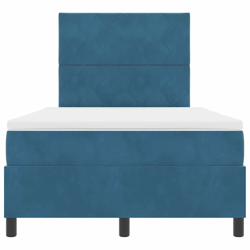 vidaXL Κρεβάτι με ελατήρια Σκούρο Μπλε 120 x 190 cm Βελούδο