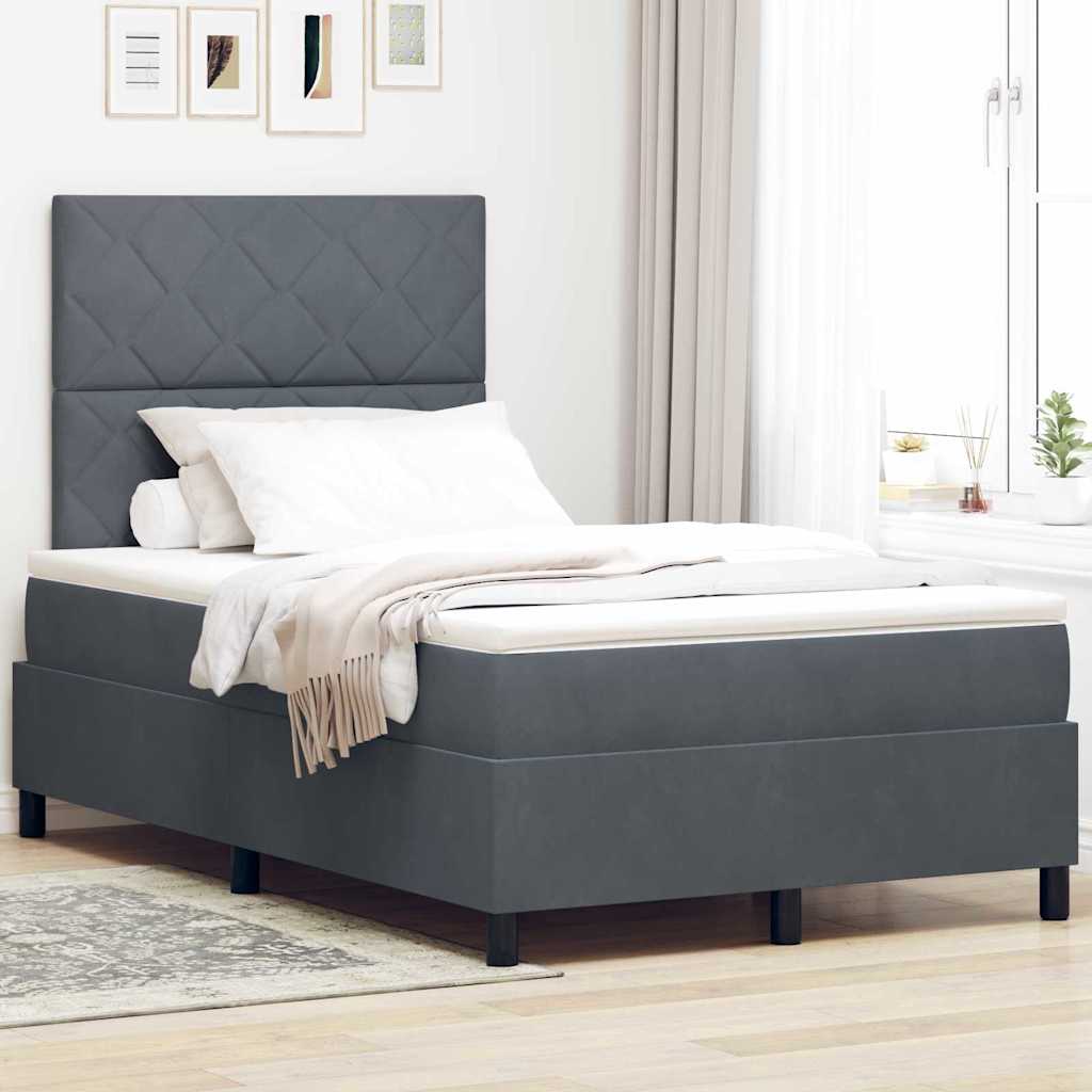 vidaXL Κρεβάτι με ελατήρια Σκούρο Γκρι 120 x 200 cm Βελούδο