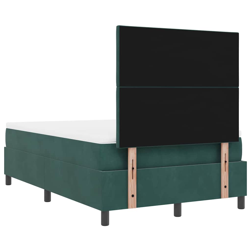 vidaXL Κρεβάτι με ελατήρια Σκούρο Πράσινο 120 x 200 cm Βελούδο