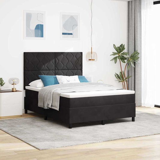 vidaXL Κρεβάτι με ελατήρια με κεφαλάρι Μαύρο 140 x 190 cm Βελούδο