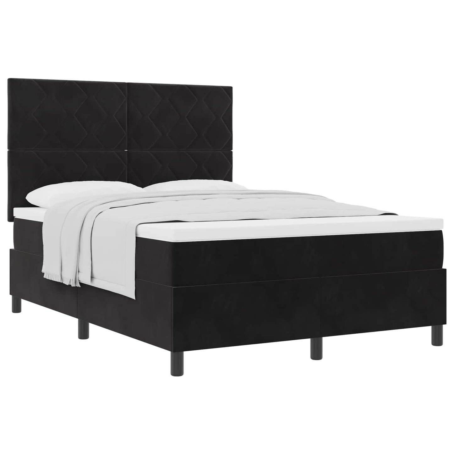 vidaXL Κρεβάτι με ελατήρια με κεφαλάρι Μαύρο 140 x 190 cm Βελούδο