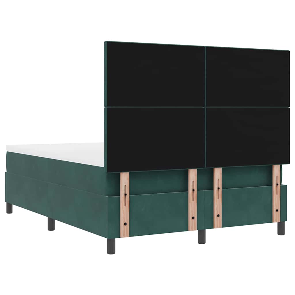 vidaXL Κρεβάτι με ελατήρια Σκούρο Πράσινο 140 x 200 cm Βελούδο