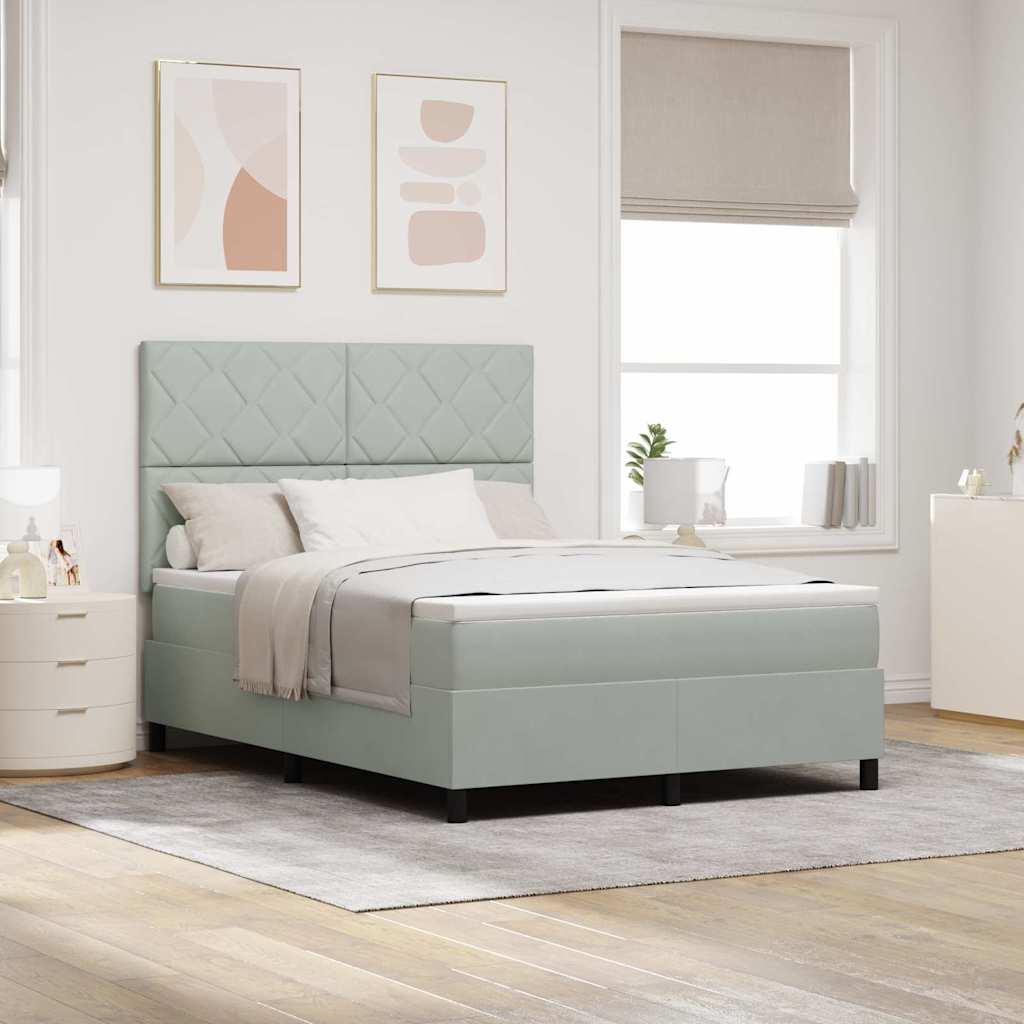 vidaXL Κρεβάτι με ελατήρια Ανοιχτό γκρι 160 x 200 cm Βελούδο