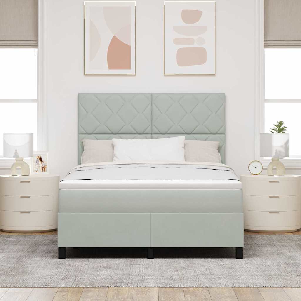 vidaXL Κρεβάτι με ελατήρια Ανοιχτό γκρι 160 x 200 cm Βελούδο