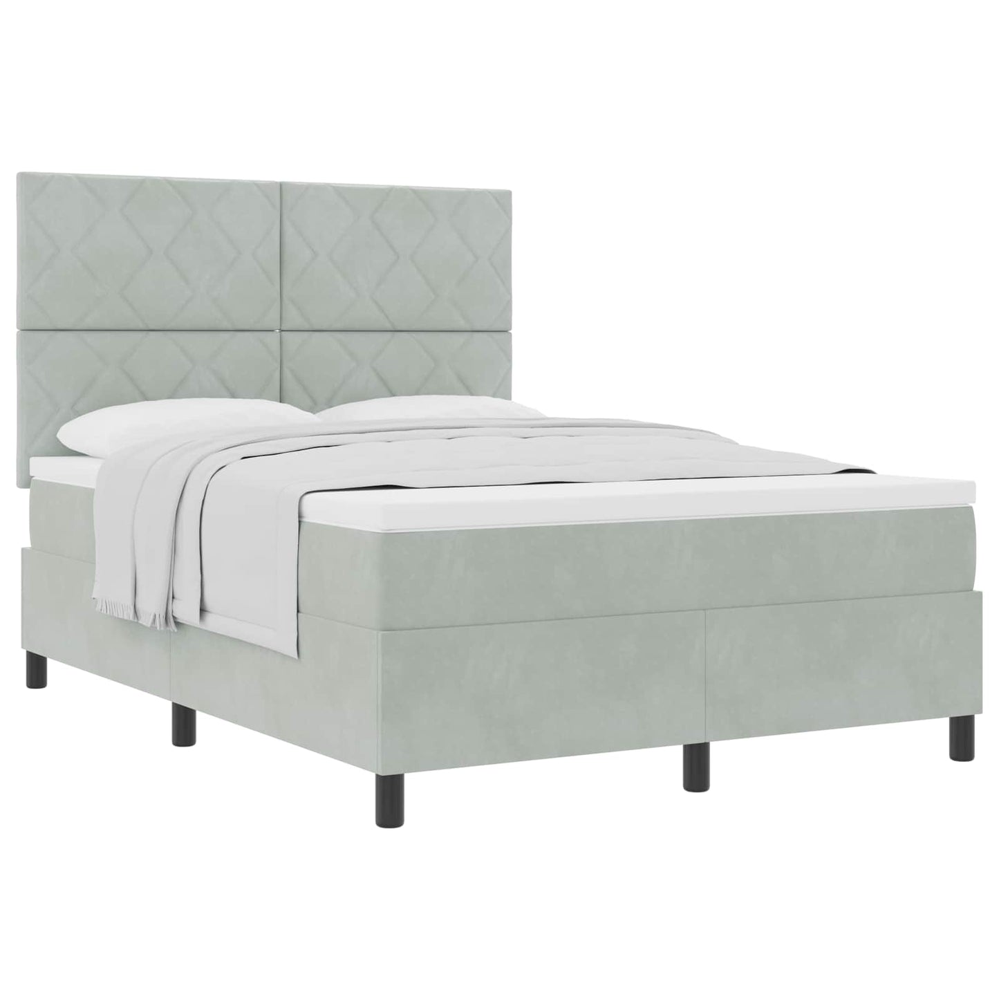 vidaXL Κρεβάτι με ελατήρια Ανοιχτό γκρι 160 x 200 cm Βελούδο