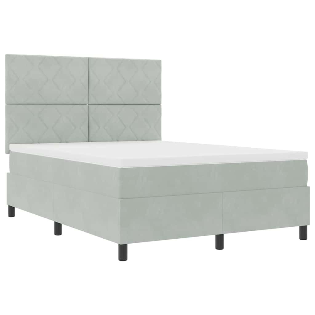 vidaXL Κρεβάτι με ελατήρια Ανοιχτό γκρι 160 x 200 cm Βελούδο