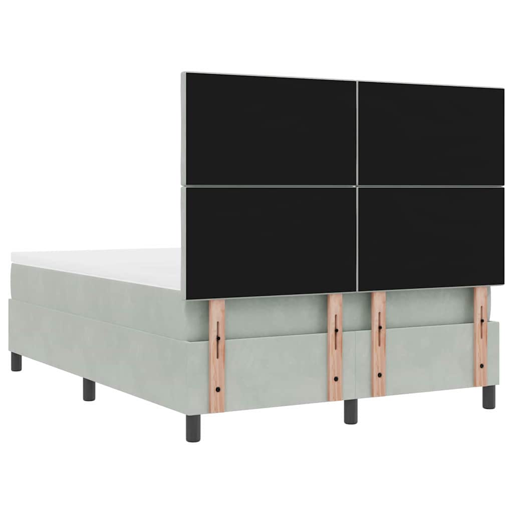 vidaXL Κρεβάτι με ελατήρια Ανοιχτό γκρι 160 x 200 cm Βελούδο