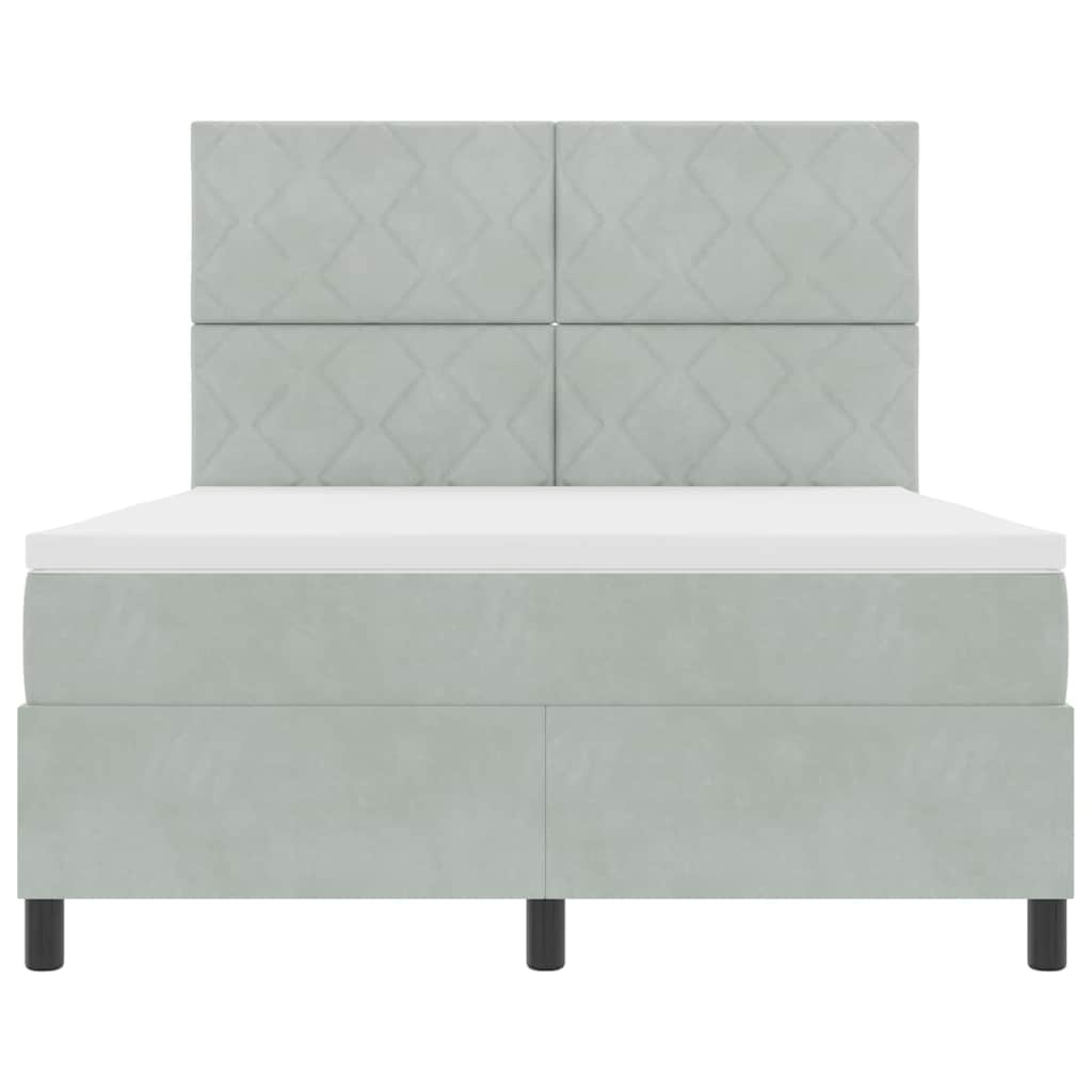 vidaXL Κρεβάτι με ελατήρια Ανοιχτό γκρι 160 x 200 cm Βελούδο