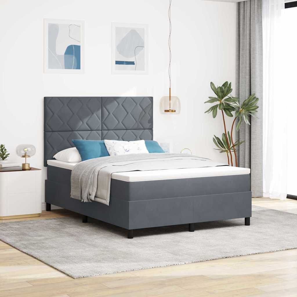 vidaXL Κρεβάτι με ελατήρια Σκούρο Γκρι 160 x 200 cm Βελούδο