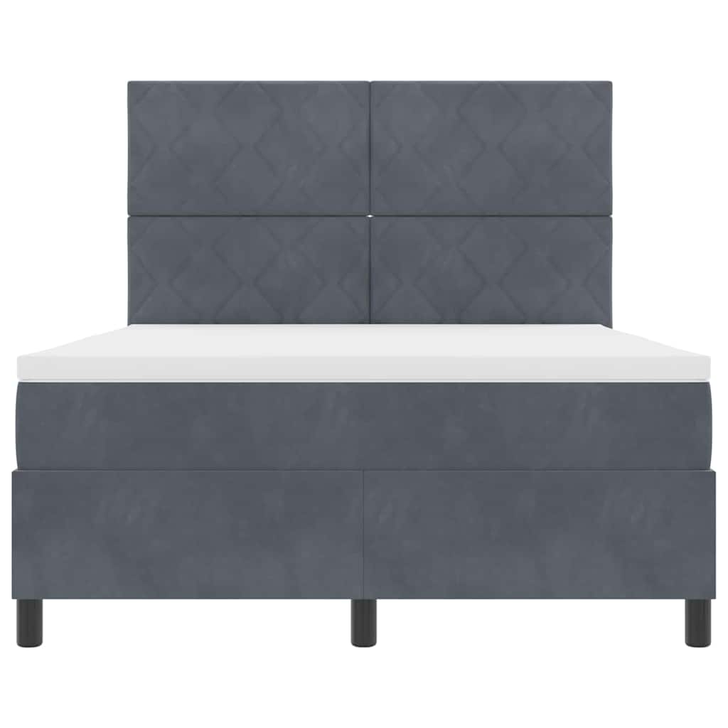 vidaXL Κρεβάτι με ελατήρια Σκούρο Γκρι 160 x 200 cm Βελούδο