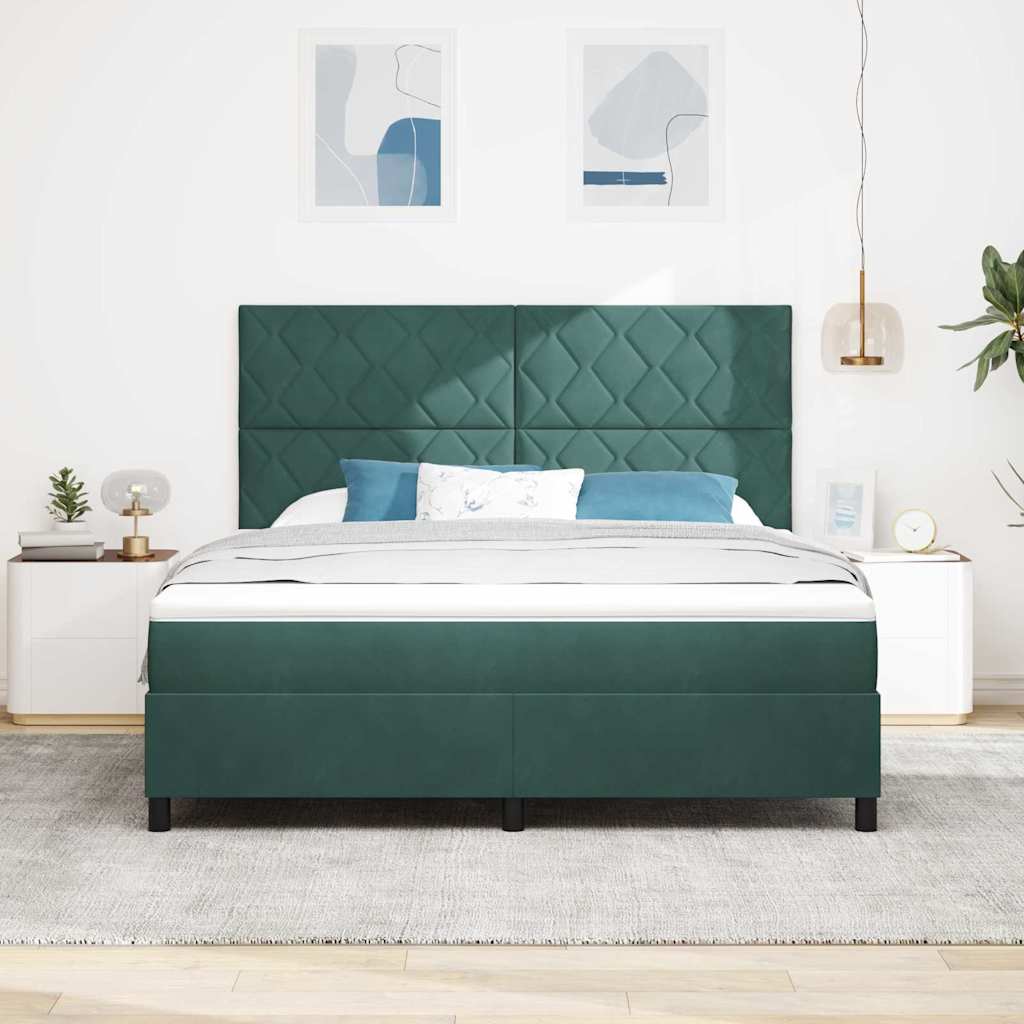 vidaXL Κρεβάτι με ελατήρια Σκούρο Πράσινο 180 x 200 cm Βελούδο