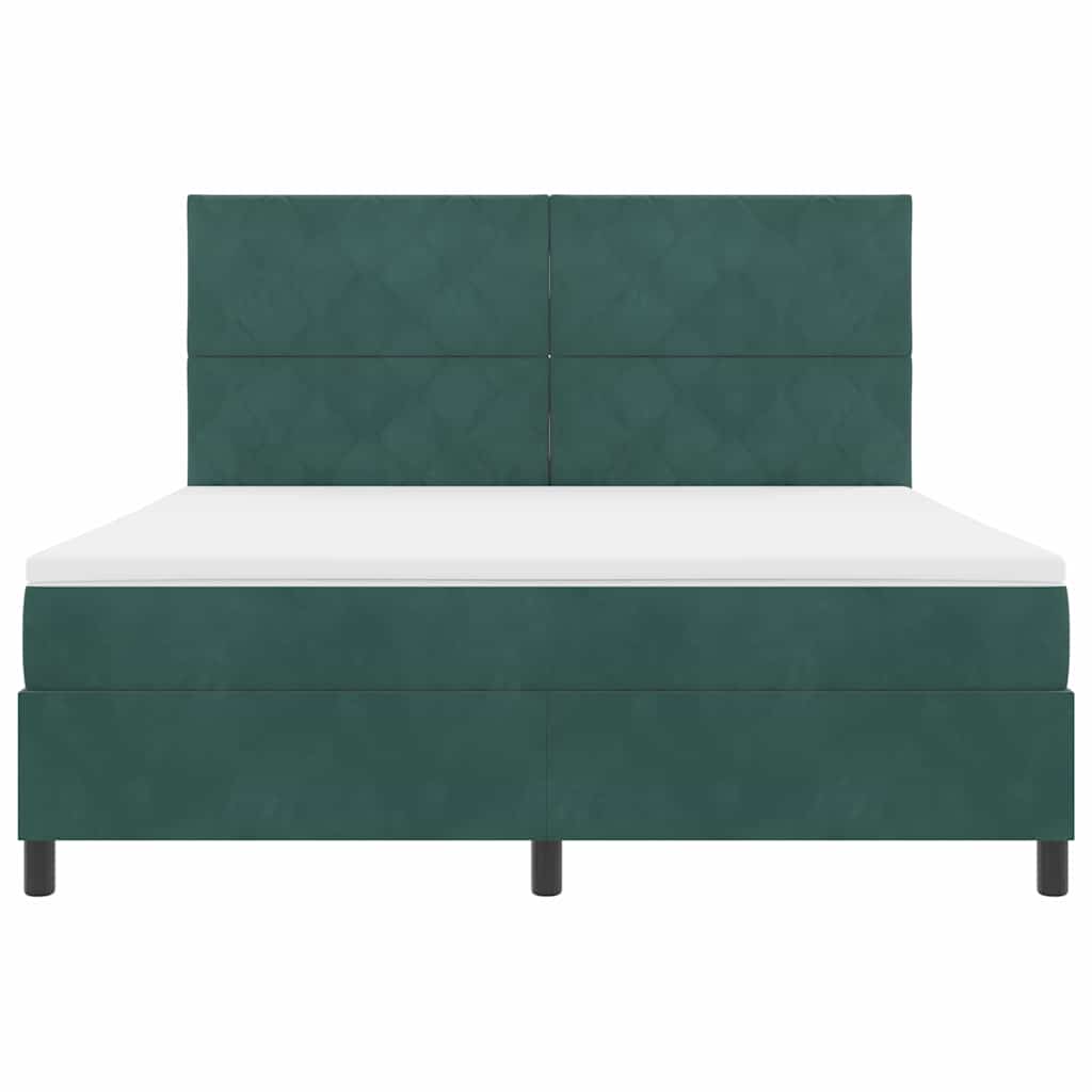 vidaXL Κρεβάτι με ελατήρια Σκούρο Πράσινο 180 x 200 cm Βελούδο