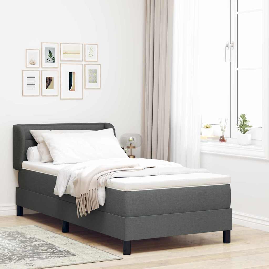 vidaXL Κρεβάτι Box Spring με Στρώμα - Σκούρο Γκρι, 90x190 εκ., Υφασμάτινο