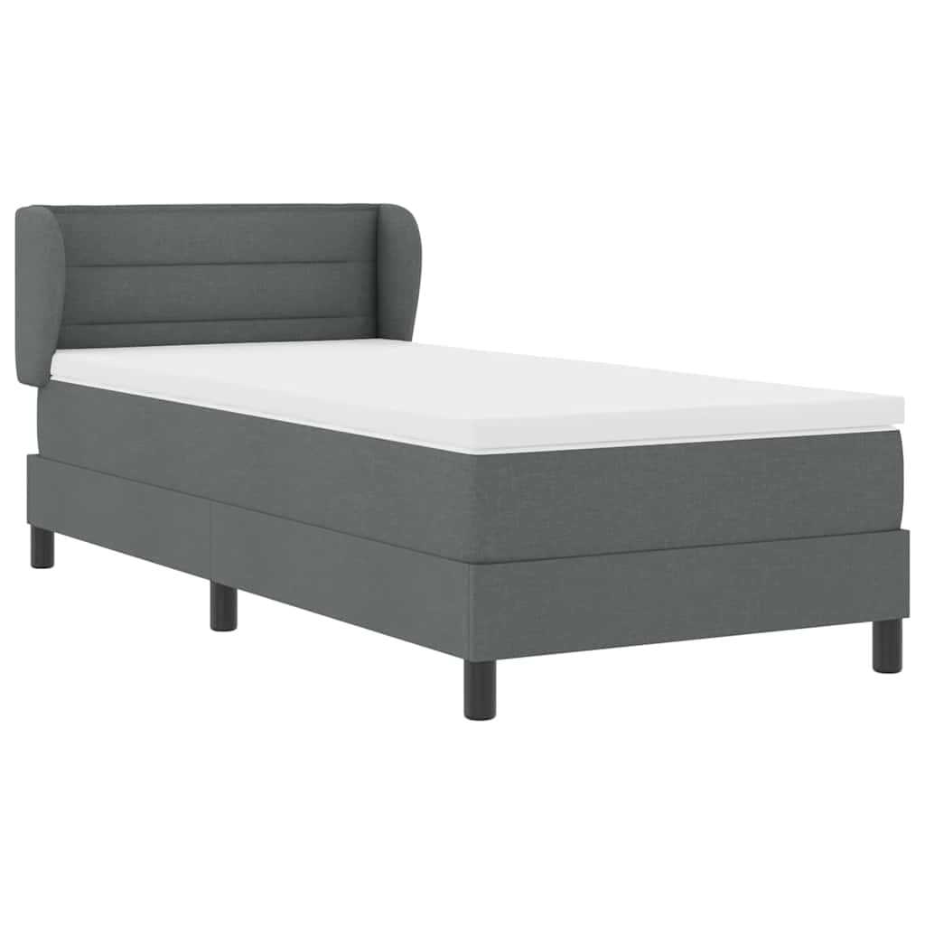 vidaXL Κρεβάτι Box Spring με Στρώμα - Σκούρο Γκρι, 90x190 εκ., Υφασμάτινο