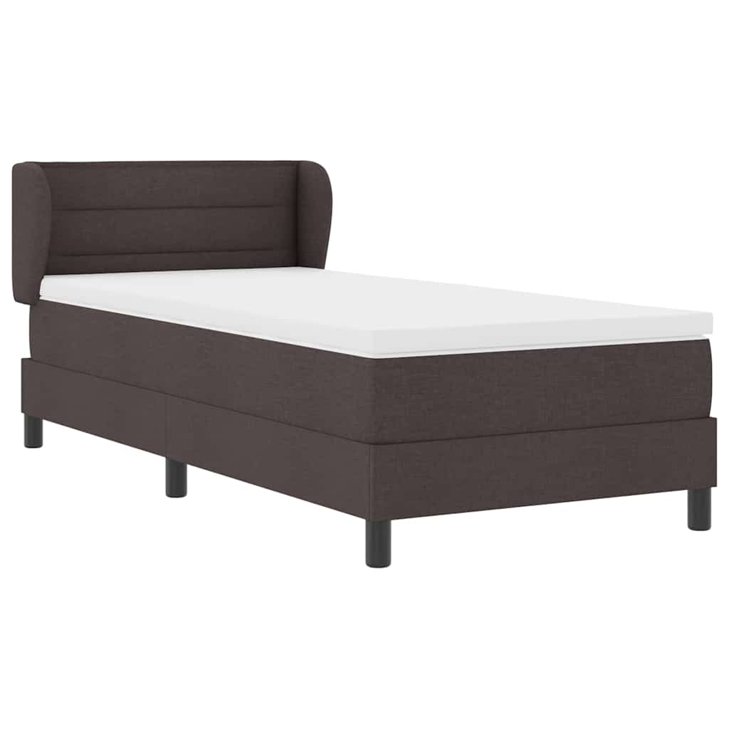 vidaXL Κρεβάτι με ελατήρια με στρώμα Σκούρο Καφέ 90 x 190 cm ύφασμα