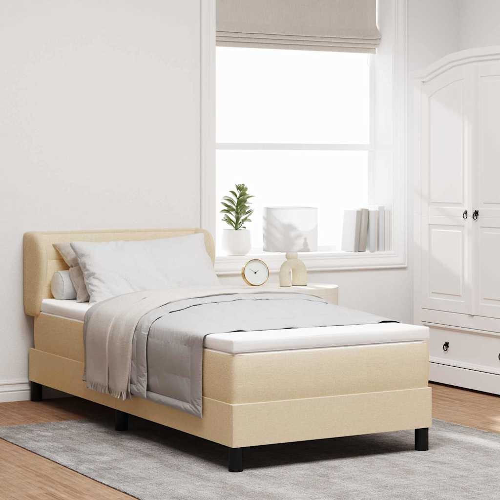 vidaXL Κρεβάτι με ελατήρια με στρώμα Κρεμ 90 x 190 cm ύφασμα