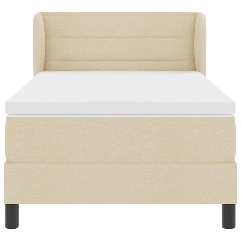 vidaXL Κρεβάτι με ελατήρια με στρώμα Κρεμ 90 x 190 cm ύφασμα