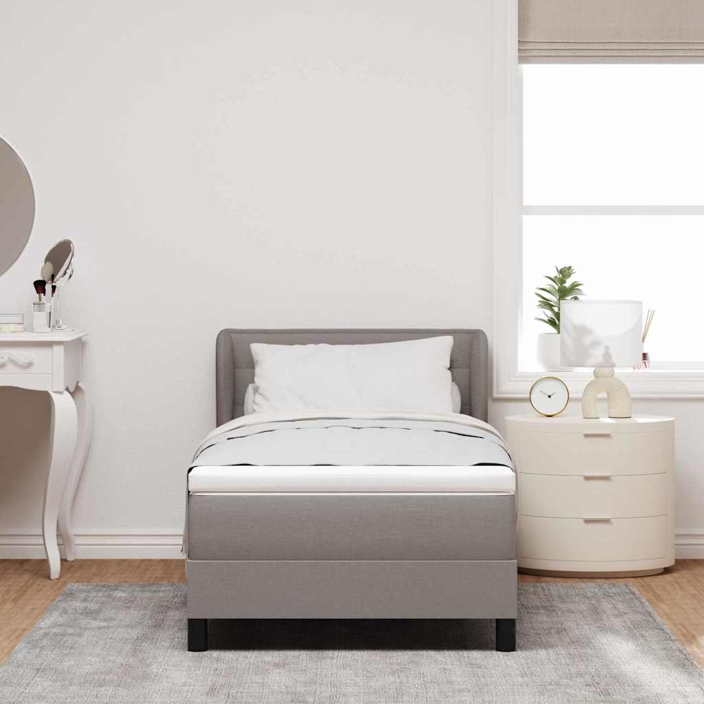 vidaXL Κρεβάτι με ελατήρια με στρώμα Taupe 90 x 200 cm ύφασμα