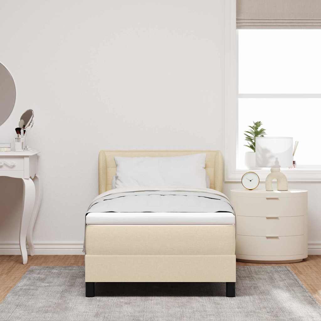vidaXL Κρεβάτι με ελατήρια με στρώμα Κρεμ 100 x 200 cm ύφασμα