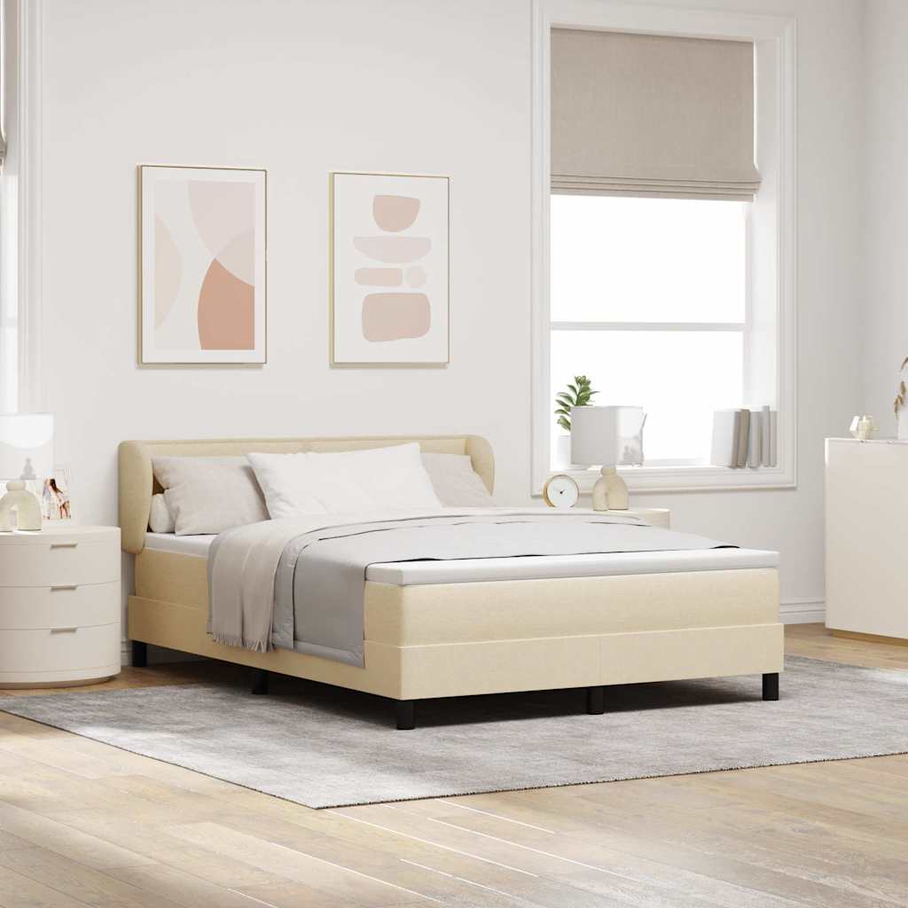 vidaXL Κρεβάτι με ελατήρια με στρώμα Κρεμ 140 x 190 cm ύφασμα