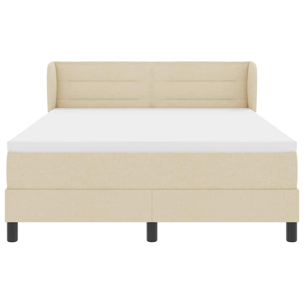 vidaXL Κρεβάτι με ελατήρια με στρώμα Κρεμ 140 x 190 cm ύφασμα