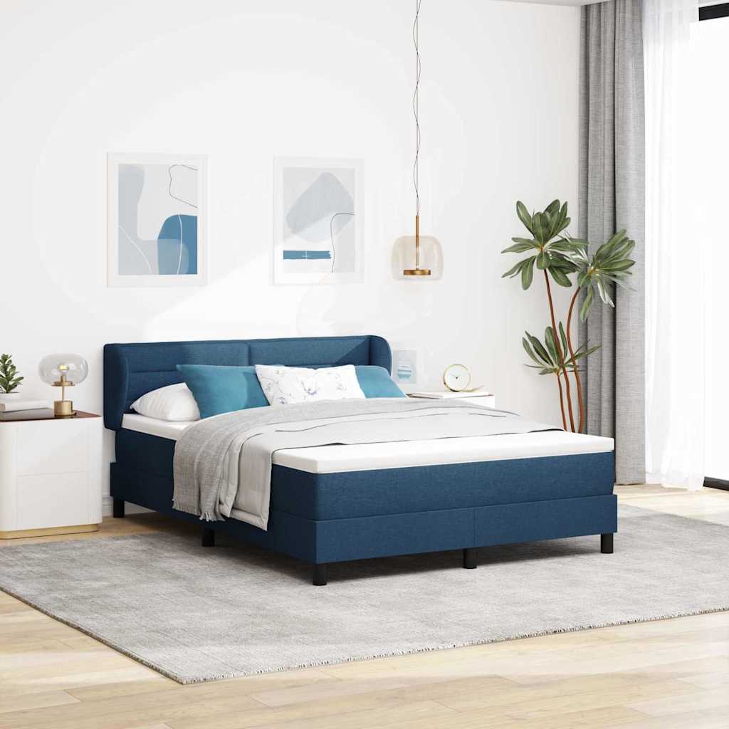 vidaXL Κρεβάτι με ελατήρια με στρώμα Μπλε 140 x 190 cm ύφασμα