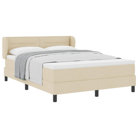 vidaXL Κρεβάτι με ελατήρια με στρώμα Κρεμ 140 x 200 cm ύφασμα