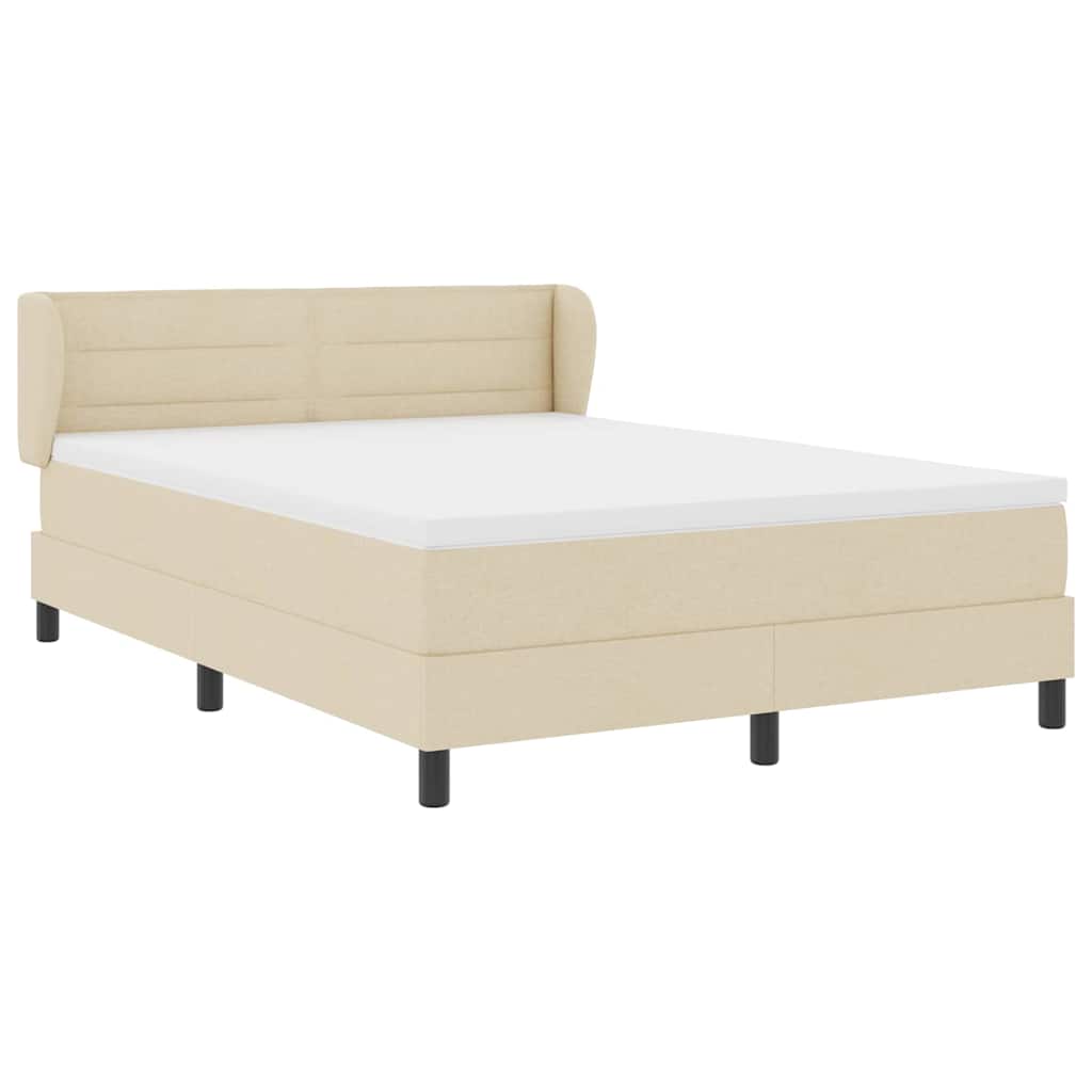 vidaXL Κρεβάτι με ελατήρια με στρώμα Κρεμ 140 x 200 cm ύφασμα